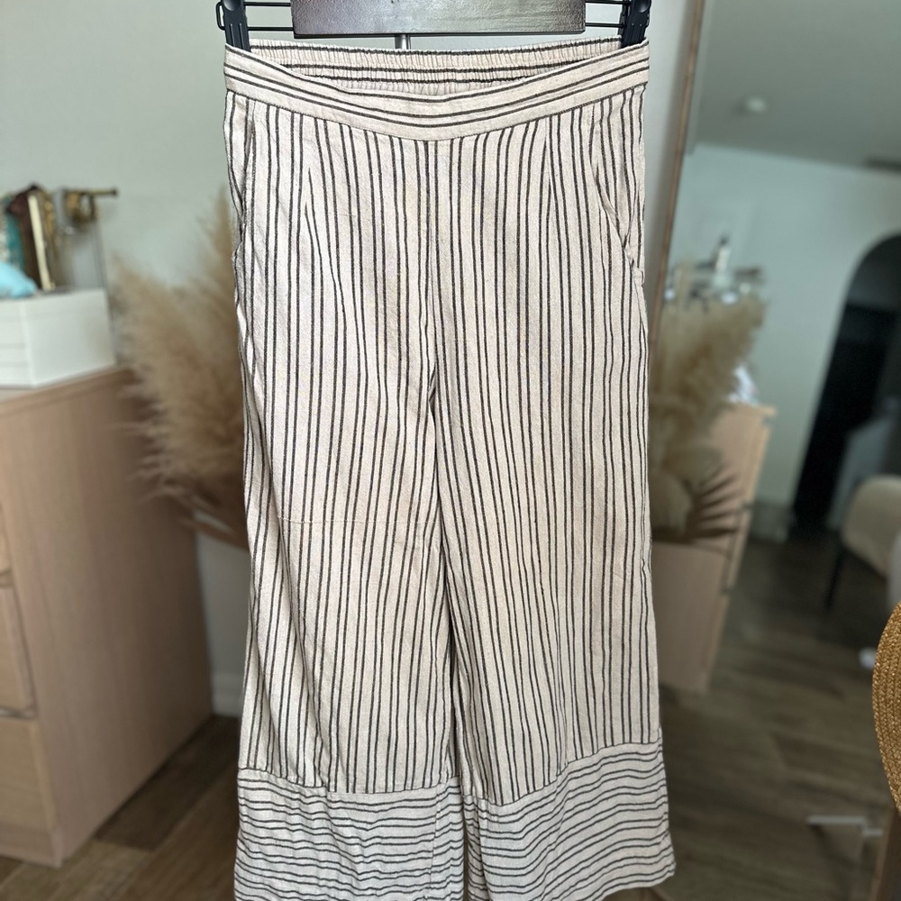 Striped Cotton Wide-Leg Pants